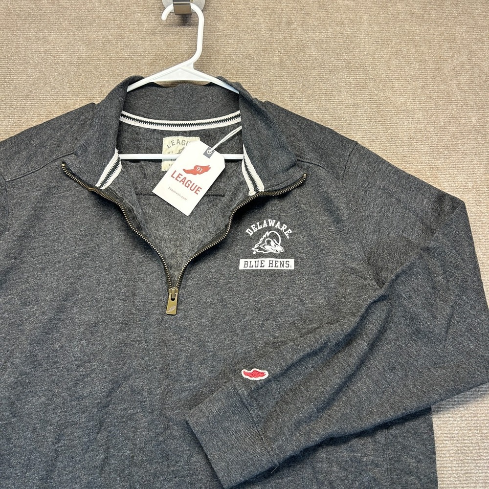 Delaware Blue Hens 1/4 Zip Pullover Men's XL Heather Onyx Heritage League NEW